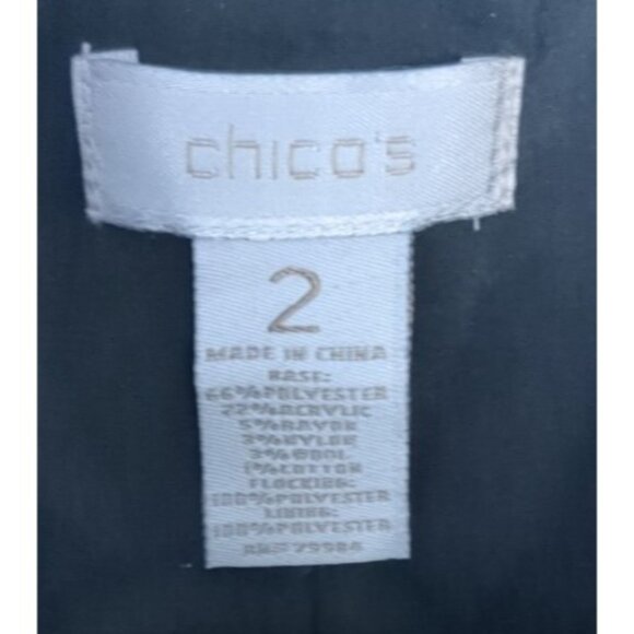 Chico’s Size 2 Long Tapestry Damask Jacket Coat Black Velvet Burnout - Picture 3 of 13